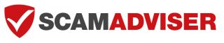 Scam Adviser logo. Red tick and grey and red writing saying 'Scam Adviser'